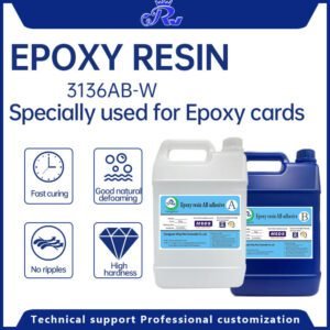 Epoxy resin 3136AB-W special drip card, jewelry drip glue, hardware drip glue, mobile phone shell drip glue, signs, cards, lighting, light strip potting and other electronic parts of insulation, moisture-proof potting, security cover.