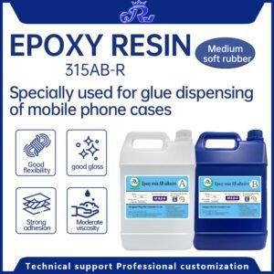 Epoxy Resin 315AB-R is specially used for the surface encapsulation of stickers, self-adhesive labels, tags, flat crystal droplets, crystal jewelry droplets, or the transparent potting of electronic parts and LED strip light potting.