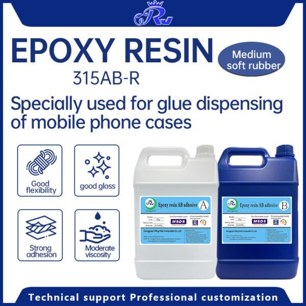 Epoxy Resin 315AB-R is specially used for the surface encapsulation of stickers, self-adhesive labels, tags, flat crystal droplets, crystal jewelry droplets, or the transparent potting of electronic parts and LED strip light potting.