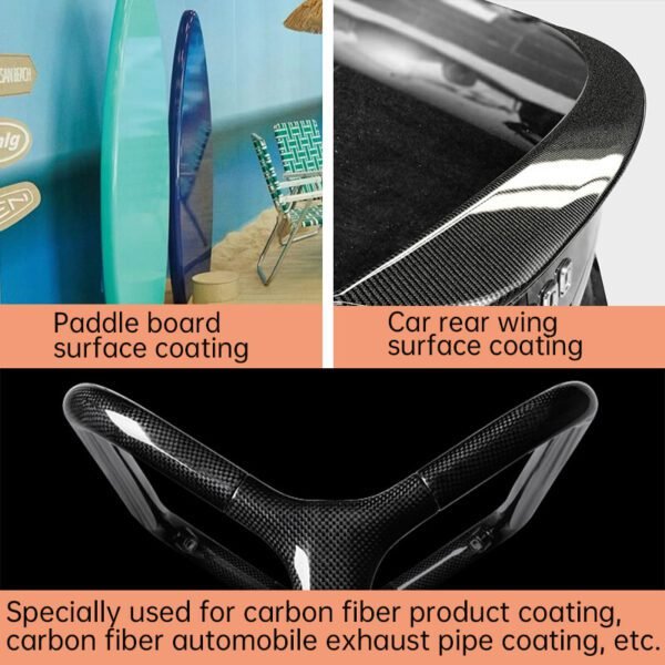 Epoxy resin 4212AB is specially used for paddle board surface coating, car tail surface coating, carbon fiber car exhaust coating, stone surface coating, carbon fiber products coating, polishing jewelry surface coating, LED potting, mold potting, and other electronic parts insulation, moistureproof potting, confidentiality masking and so on.